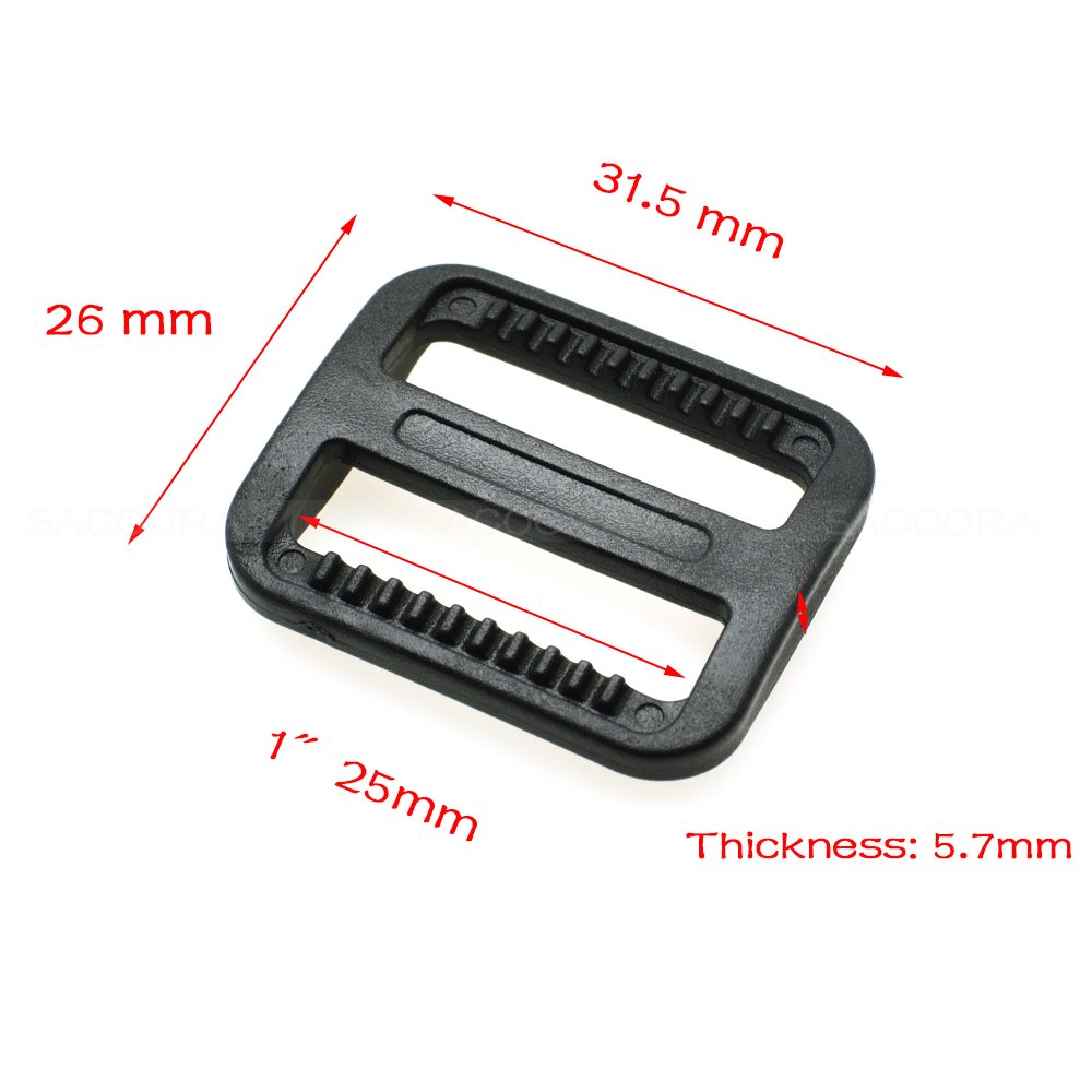 10pcs Plastic Slider Tri-Glide Adjust Buckles for Cat Dog Collar Backpack Straps Black (1"(25mm))