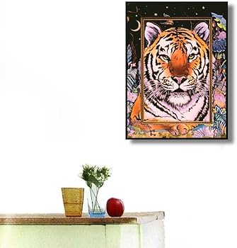 貴石画 水晶画 虎 トラ タイガー 美術工芸 アート 絵画 額縁 額装 壁掛け 貴石画 水晶画 虎 トラ タイガー 美術工芸 アート 絵画 額縁