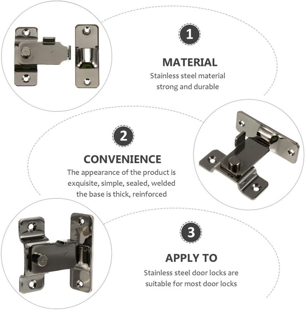 Door Lock,gate Latch, 90 Degree Stainless Steel Door Lock Toggle for Sliding Barn Door Hasp Latch Latch Dead Bolts Hasp Lock