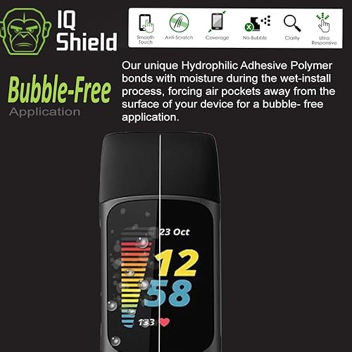 Miniatura 4 de IQShield Protector de pantalla compatible con Fitbit Charge 6  Charge 5 (paquete de 6) película de TPU transparente antiburbujas