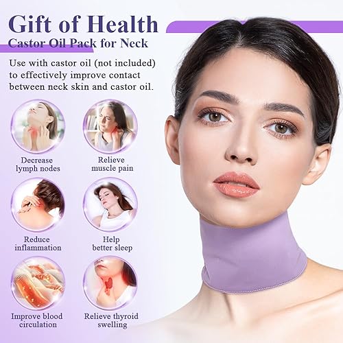 Miniatura 2 de Paquete de aceite de ricino para tiroides, compresa de aceite de ricino orgánico, almohadillas de compresión para el cuello, algodón reutilizable,