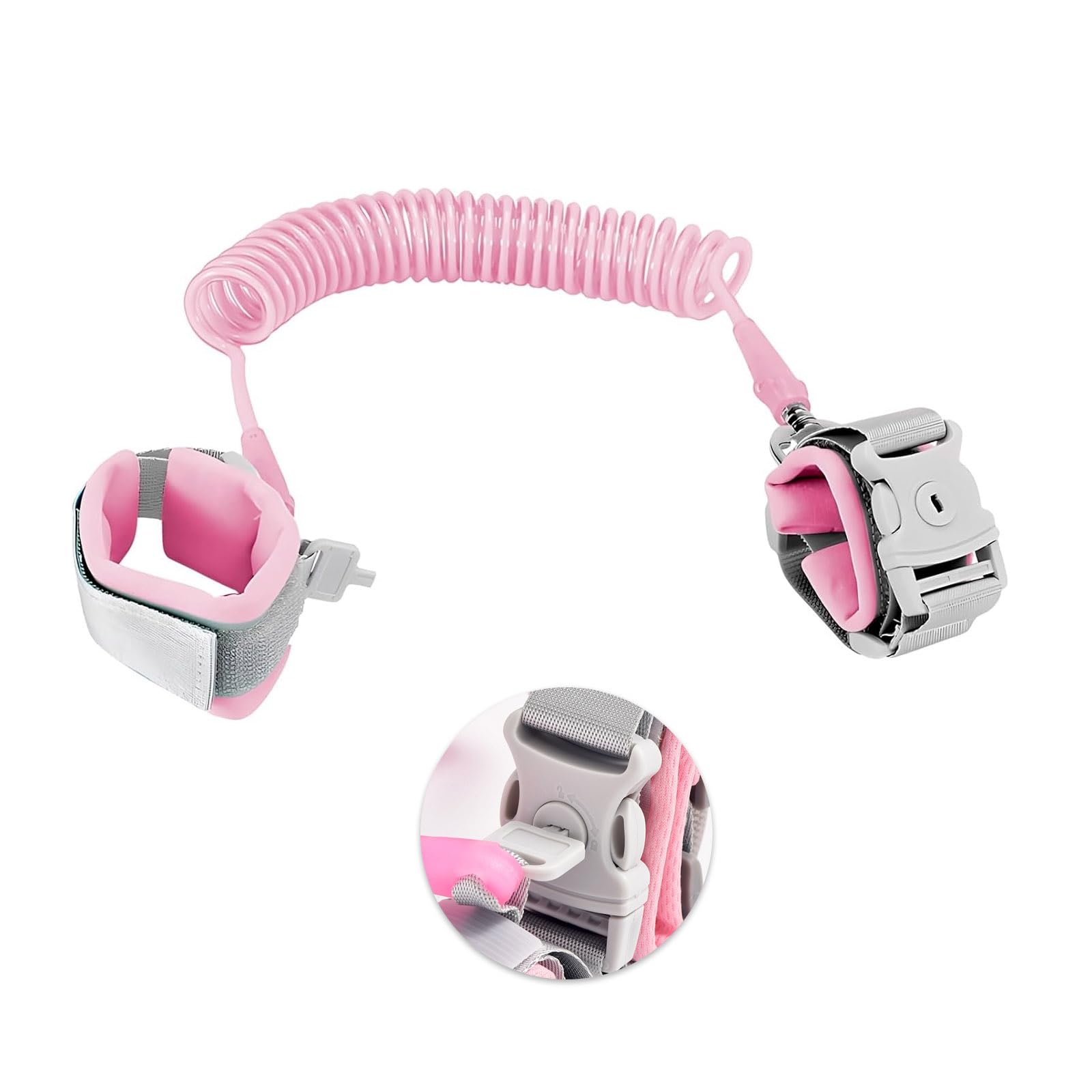 Guinzaglio per bambini 2,5M con chiave Braccialetto anti-perso regolabile 360° Rosa