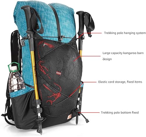 Miniatura 5 de 3FULGEAR - Mochila de senderismo para hombres y mujeres, 56L (40+16), ligera, para acampar al aire libre, mochila de senderismo, Caqui, Senderismo
