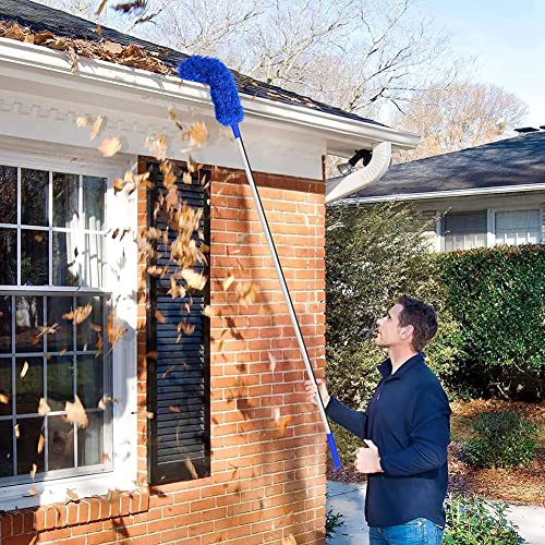 Niukuyu Gutter Cleaning Brush Roofing Tool with Telescopic Extendable Pole 8.2Ft Guard Cleaner Tool Easy Remove Leave, blue - Image 4