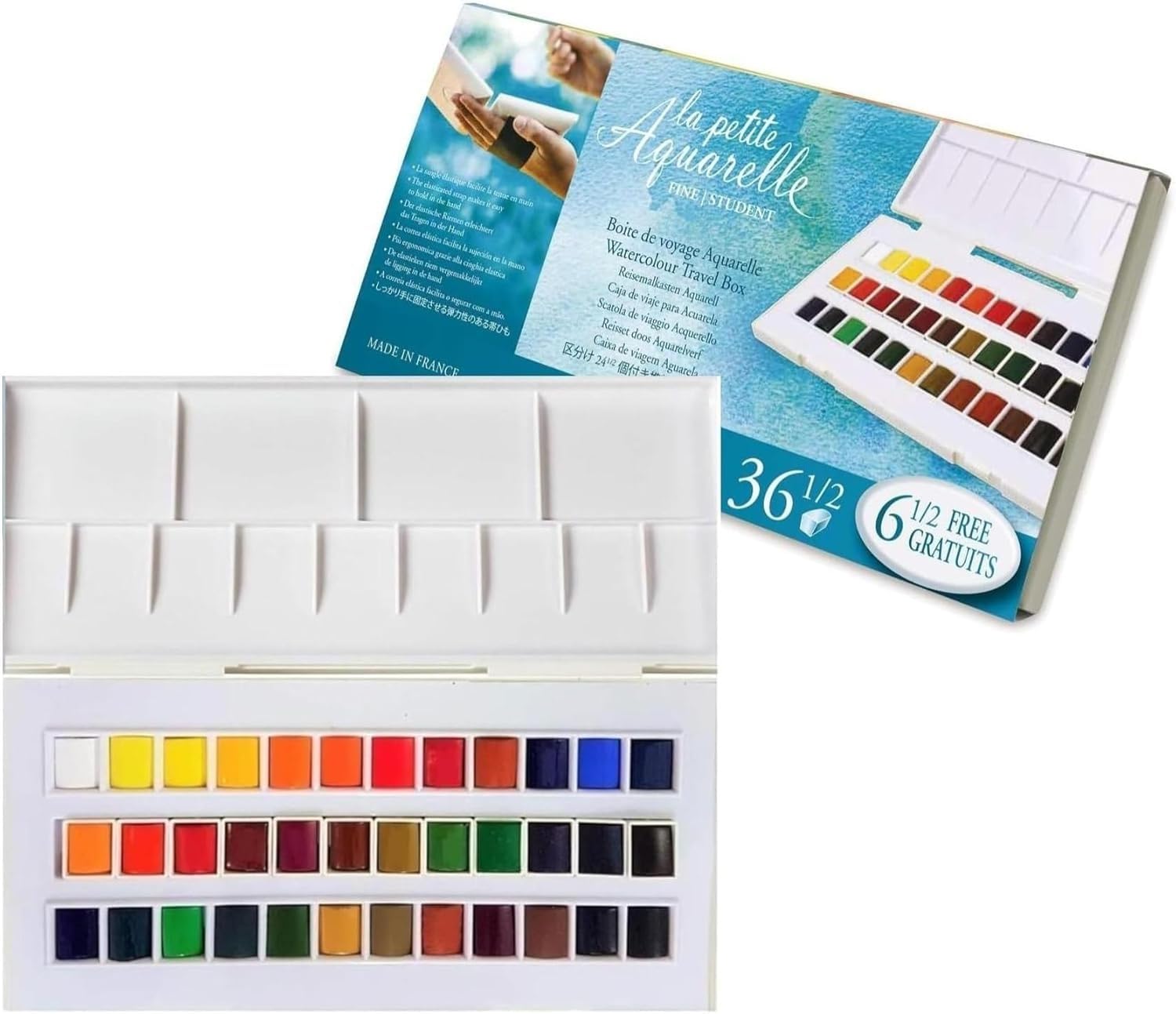 Sennelier Boîte de Peinture Aquarelle en Plastique, 36 couleur et 1 cartes