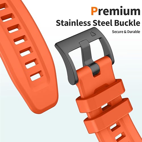22mm Watch Band for Garmin Fenix 7/ Fenix 6/ Fenix 5/ Fenix 8 47mm/ Tactix 8 47mm, Soft Silicone Replacement QuickFit Bands for Quatix 7/7 Pro, Fenix 5 Plus/Fenix 6 Pro/Descent G1/G2(Orange)