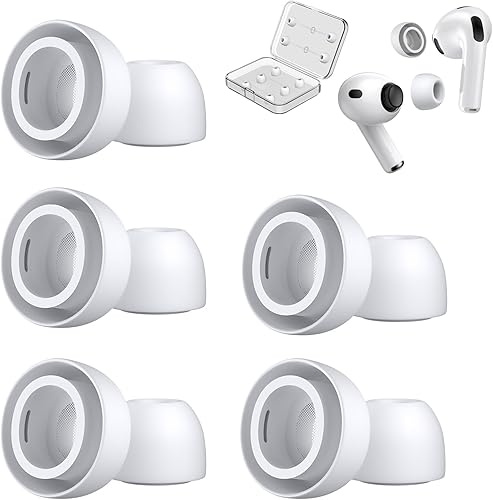 Miniatura 7 de 5 pares de almohadillas de repuesto para AirPods Pro 3 de silicona con bolígrafo limpiador y caja de almacenamiento portátil, color blanco (puntas