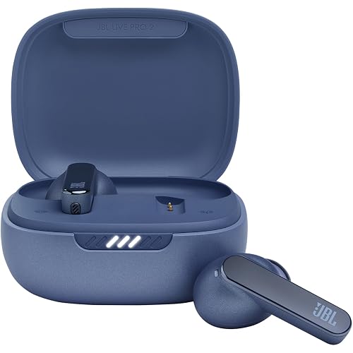 JBL Live Pro 2 - True Wireless Noise Cancelling Earbuds, up to 40 Hours of Playback with Wireless Charging, 6 mics for Perfect Calls, Touch & Voice Control, IPX5 Water Resistant (Blue)