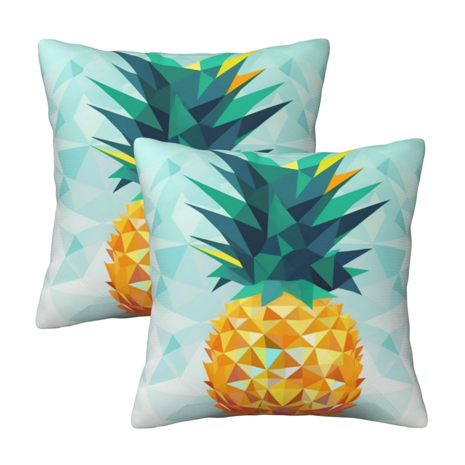 Pineapple Geometric Throw Pillow Cases 2 Pack Square Pillowcases Soft Pillow Protectors for Couch Livingroom Sofa Bed Office Car,40x40 CM