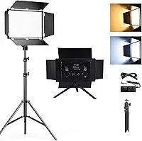 VDRBG Iluminagao para Video 50W 3200K-5200K, Kit Completo de Luz LED Com Tripé(27cm) para Tiktok/YouTube/Maquiagem