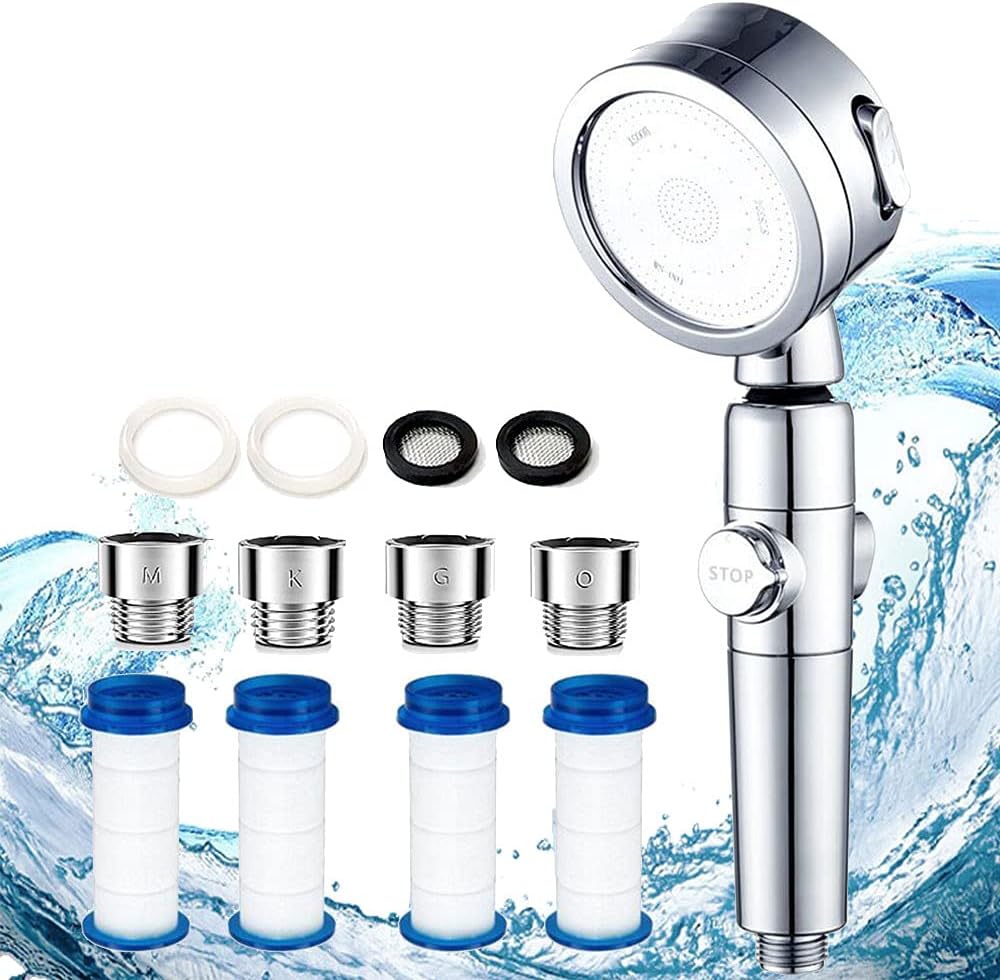 シャワーヘッド 節水 増圧機能 浄水 止水ボタン不純物除去 360°角度