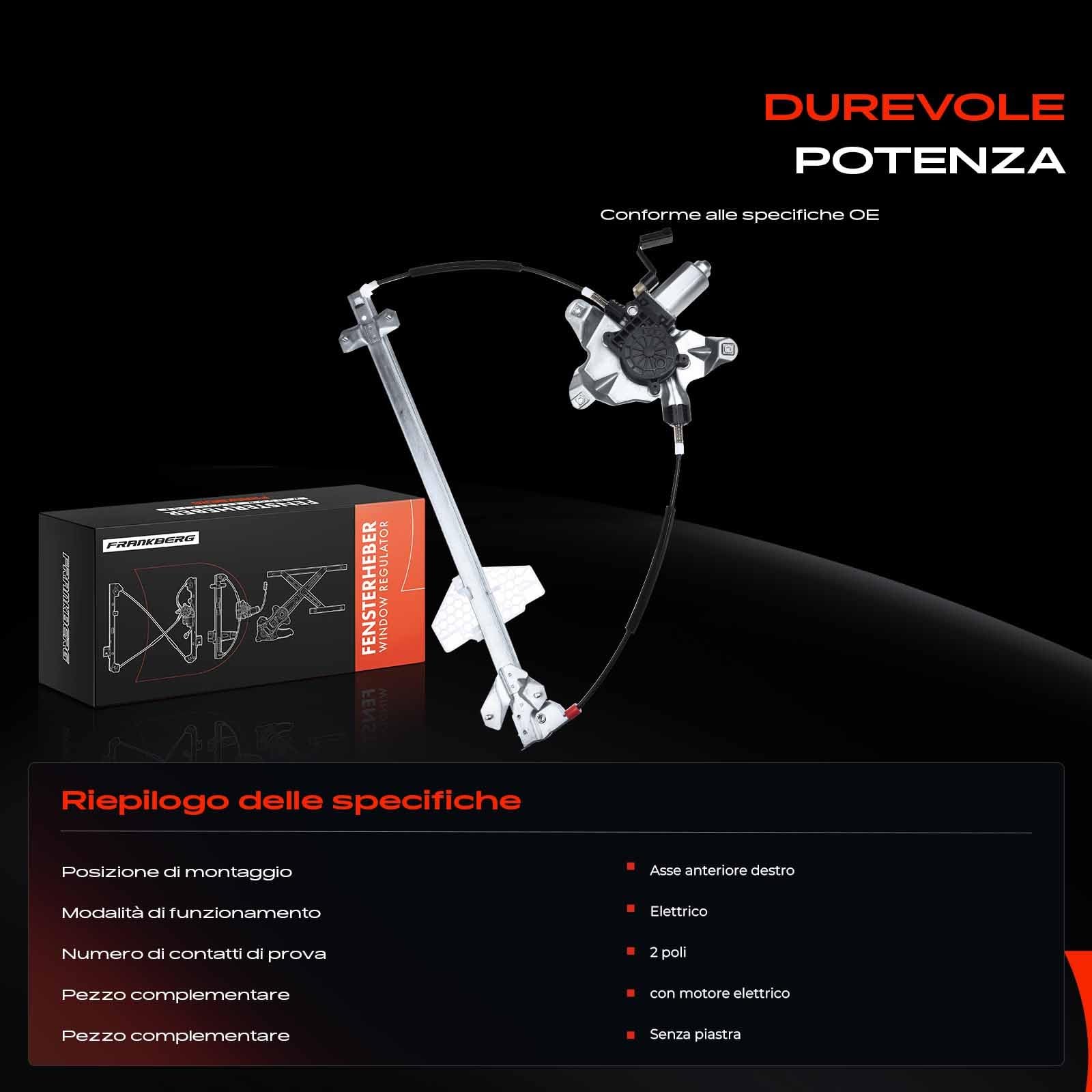 Frankberg Alzacristalli con motore anteriore destro Sostituzione per Tourneo Connect Transit Connect P65 P70 P80 1.8L MPV Van 2002-2013 5182969