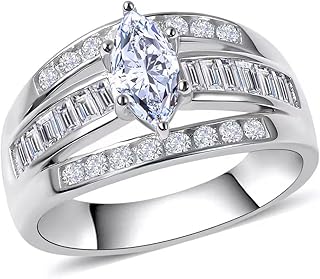 Shop LC Cubic Zirconia Ring CZ 925 Sterling Silver Engagement Rings for Women Promise Rings for Her Birthday Gifts for Womens 3-4.5 ctw
