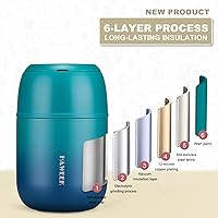 Vista 3 de Contenedor de alimentos aislado de 17 onzas para sopa termo para adultos de comida caliente, lonchera al vacío de acero inoxidable con cuchara