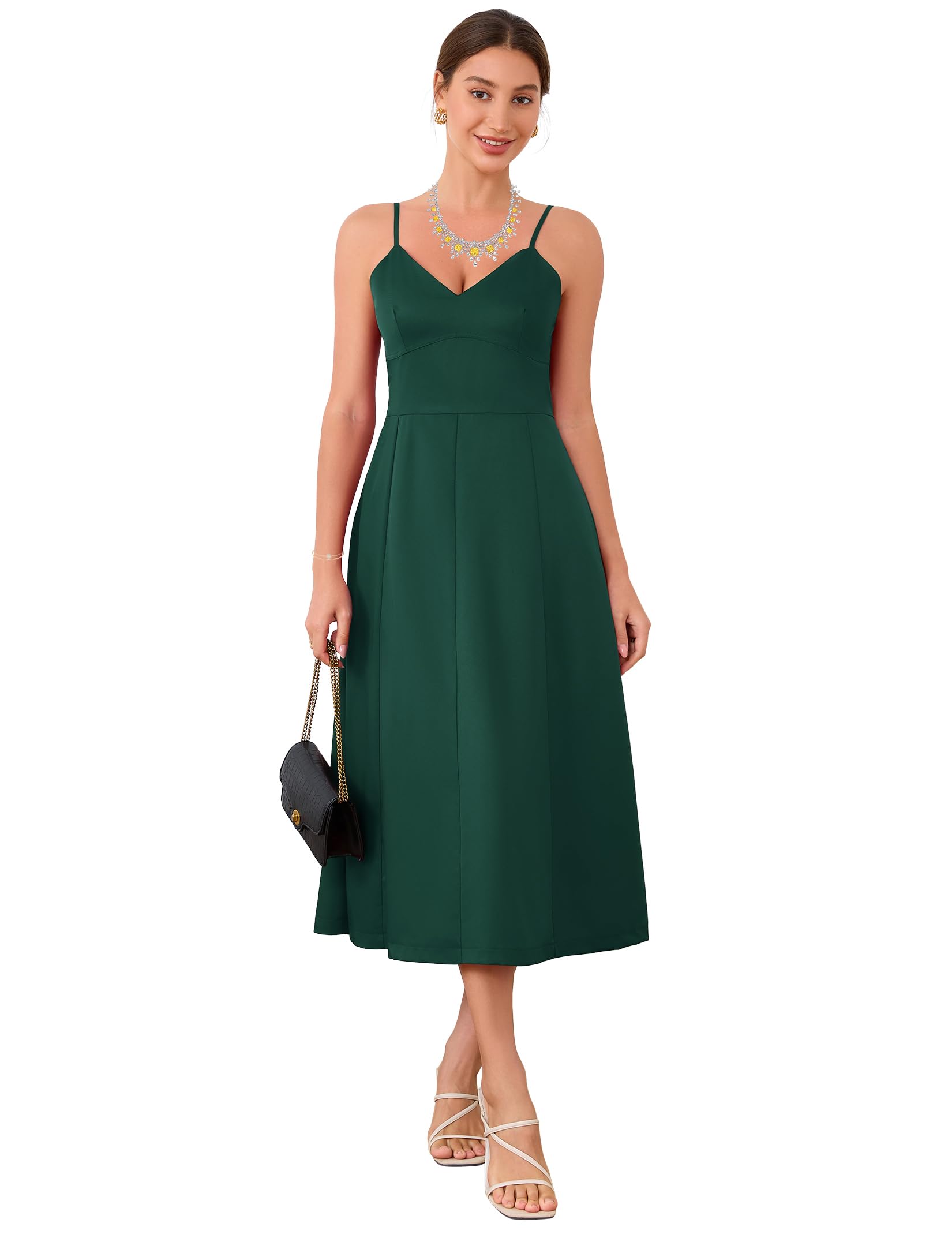 Partykleid v-Ausschnitt Träger Cocktailkleid Für Damen - Festliches Midikleid Für Hochzeiten, Partys Und Besondere Anlässe