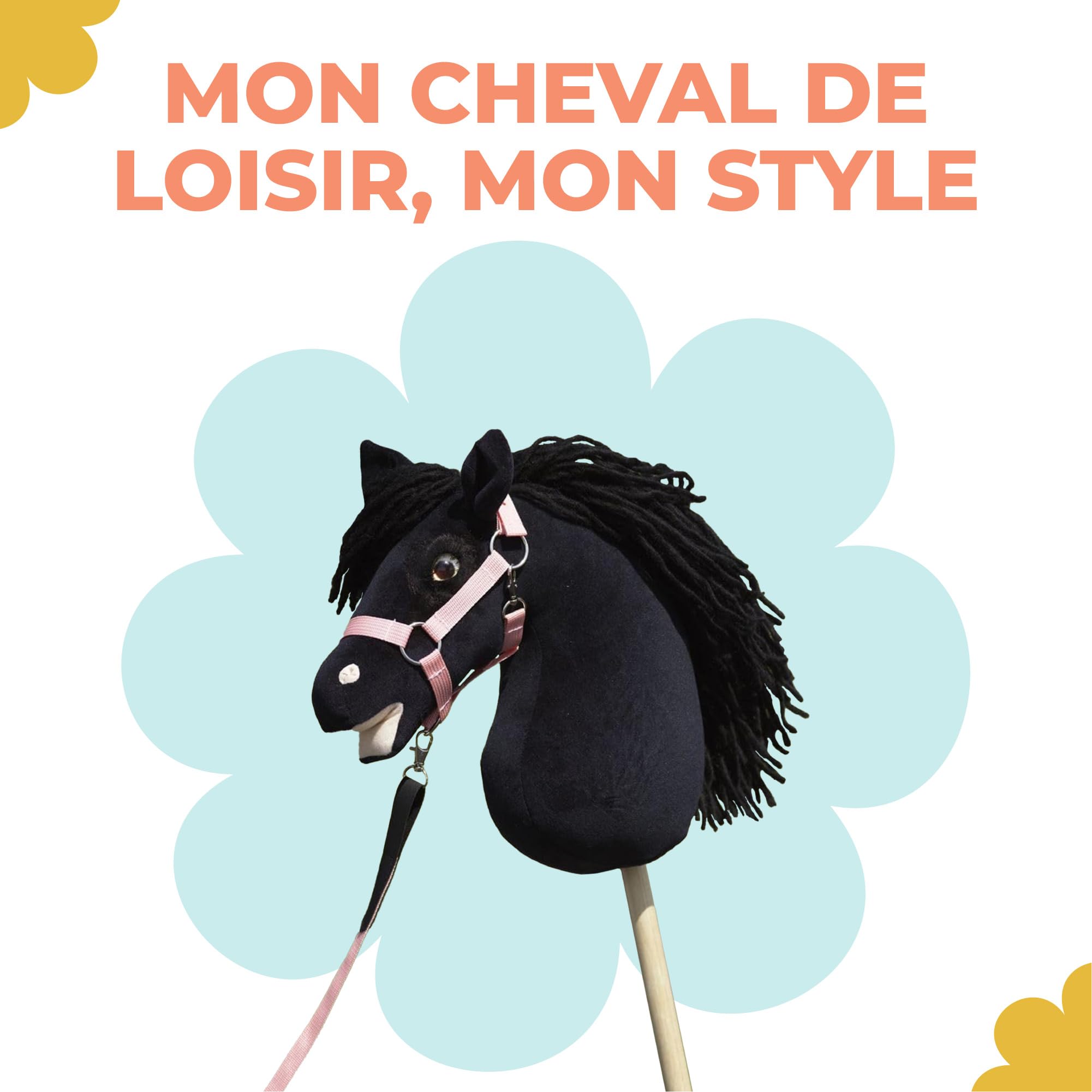 Panduro DIY Hobby Horse | Cheval à Baiser – Cheval Non décoré avec Tige en Bois | Cheval bâton sans roulettes, sans Son | Longueur 85 cm | Friesian