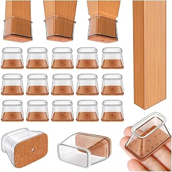 24 pcs Rectangle Large Chair Leg Floor Protectors, Furniture Felt Pads Silicone Covers caps for Chairs,Chair Leg Protectors for Hardwood Floors Fit Length 1-1/2  to 2 ,Width 3/4  to 1