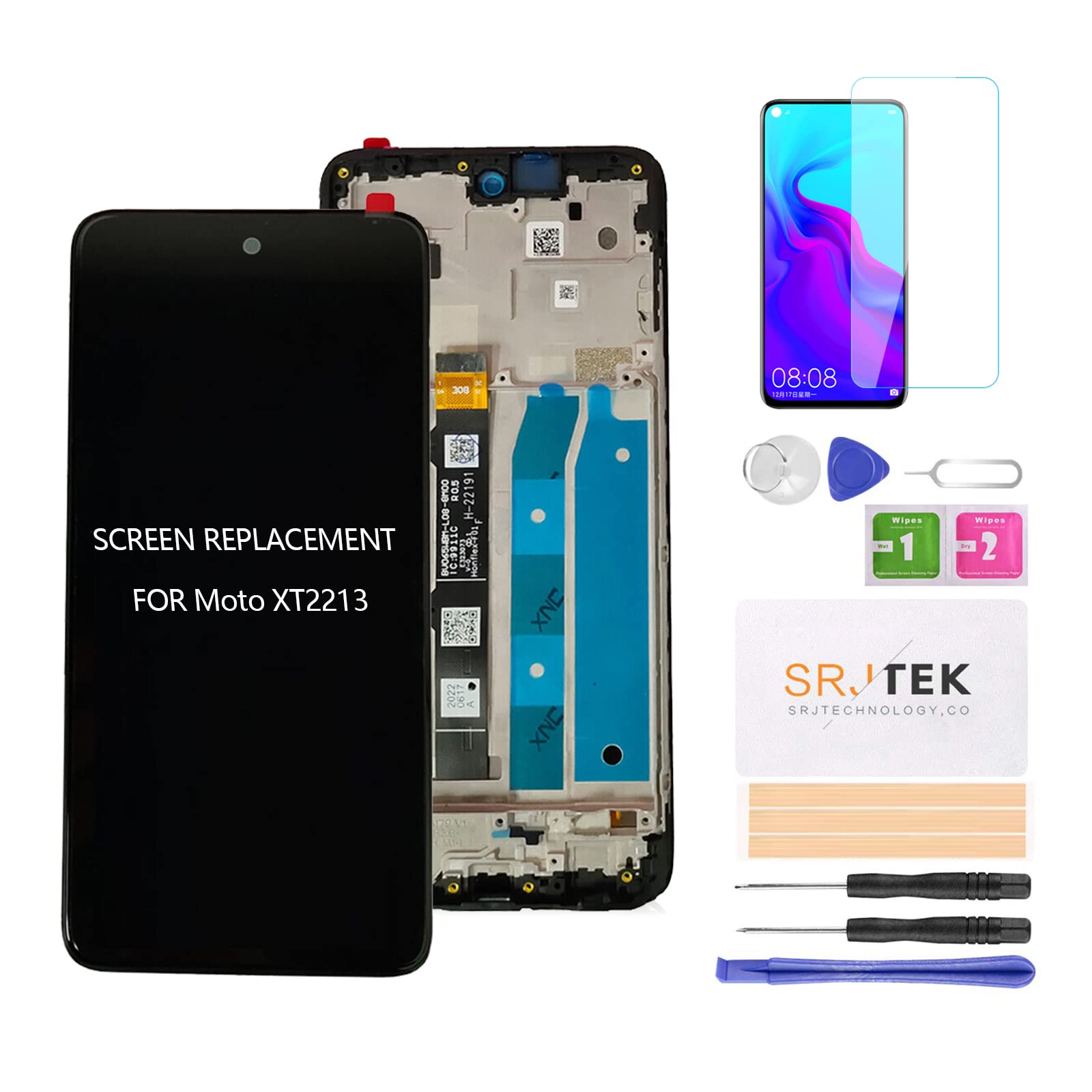 for Moto G 5G 2022 Screen Replacement for Moto G 5G 2022 LCD Display for XT2213 XT2213-3 Touch Screen Digitizer Assembly Replacement Repair Parts with Frame