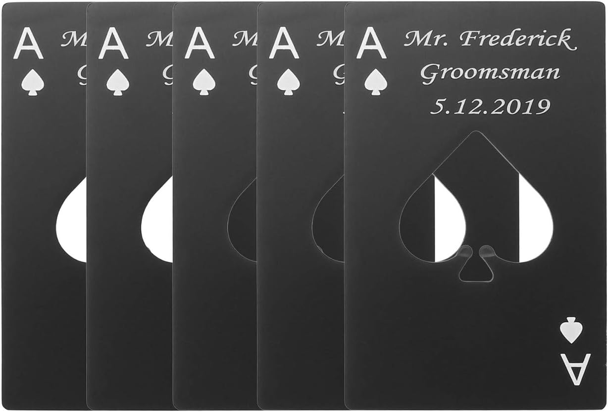 Personalized Custom Bottle Opener, Yoption 5 Pcs Stainless Steel Credit Card Size Beer Bottle Opener Cap for Wallet Pocket Wedding Party Groomsmen Birthday Gifts