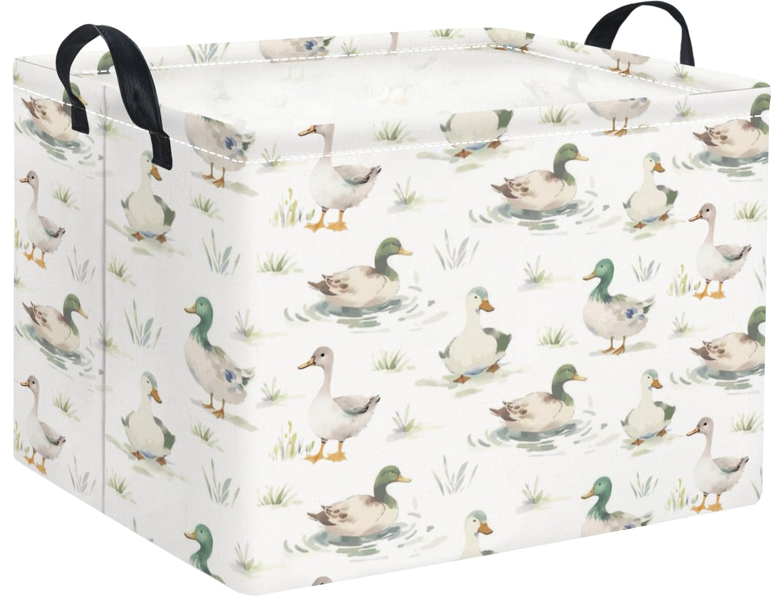 Rectangular Baby Kids Storage Basket for Home Kitchen Girls Cute Toy Storage Bin Organizer Shelf Book Room Decor(Duck)