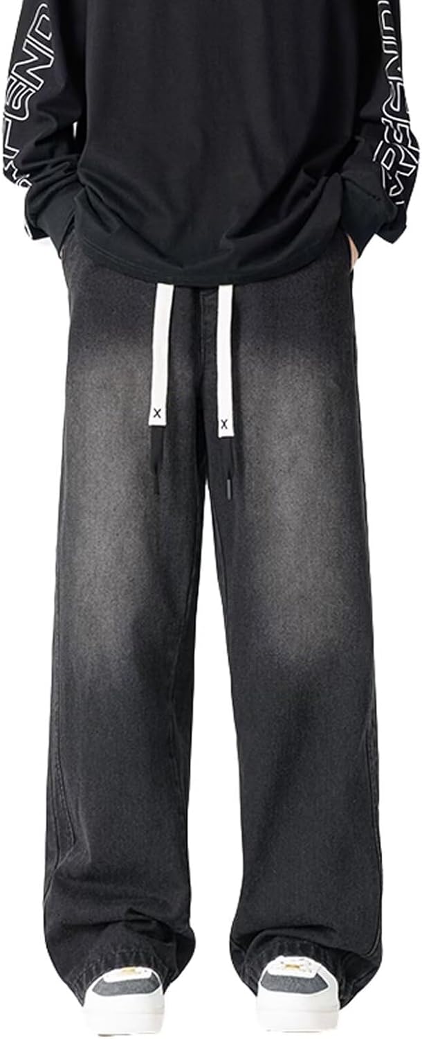 [Tenflow] ストレートジーンズ メンズ 大きいサイズ デニムパンツ Gパン ゴムウェスト ゆったり ロングパンツ 長ズボン