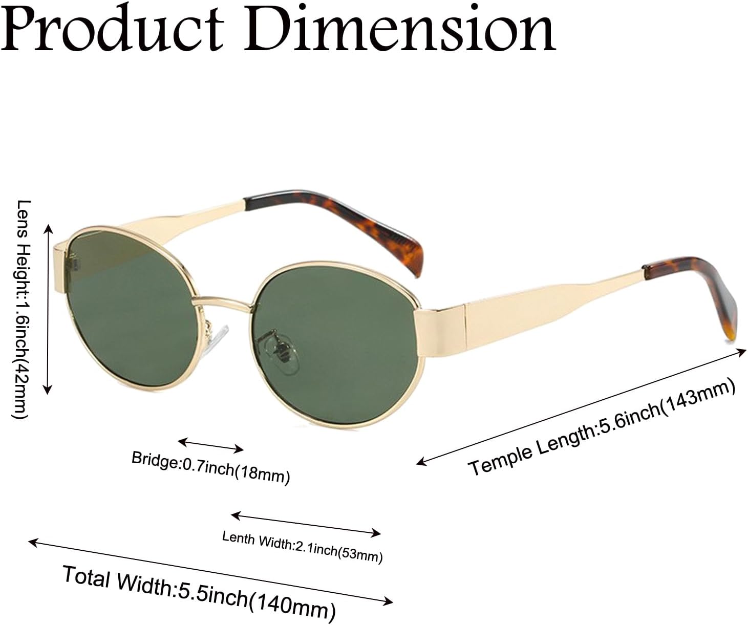 Retro Oval Sunglasses for Women Men Trendy Designer Sun Glasses Classic Metal Frame Shades 90s Gold Glasses - Image 4