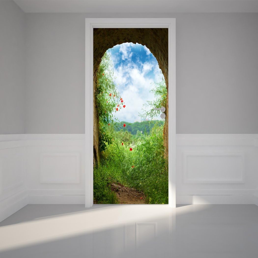 Door Wall Sticker The Light end of the Cave - Peel & Stick Repositionable Fabric Mural