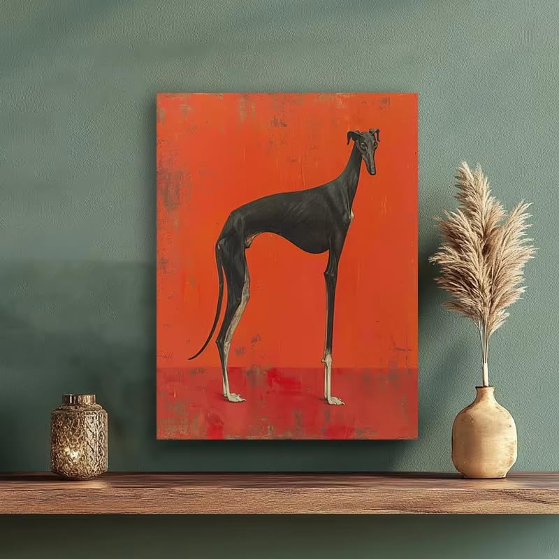 Tableau lévrier noir minimaliste AEFOUU art mural bureau moderne