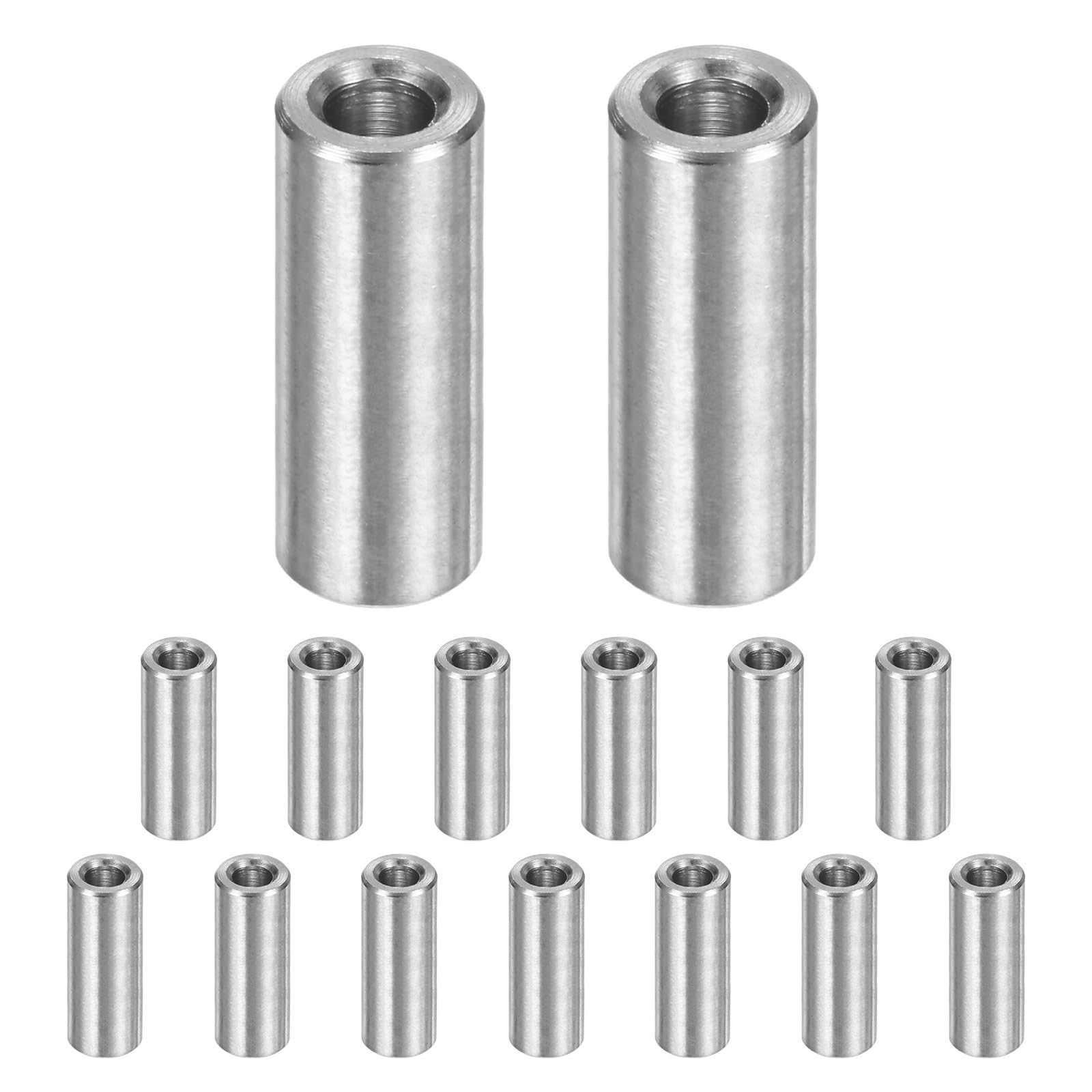 M METERXITY 15PCS M3 304 Stainless Steel Spacers 3mm ID x 6mm OD x 15mm l Metal Screw Standoff Bushing Plain Finish Round Spacer 304 Stainless Steel for Screws Bolts Silver