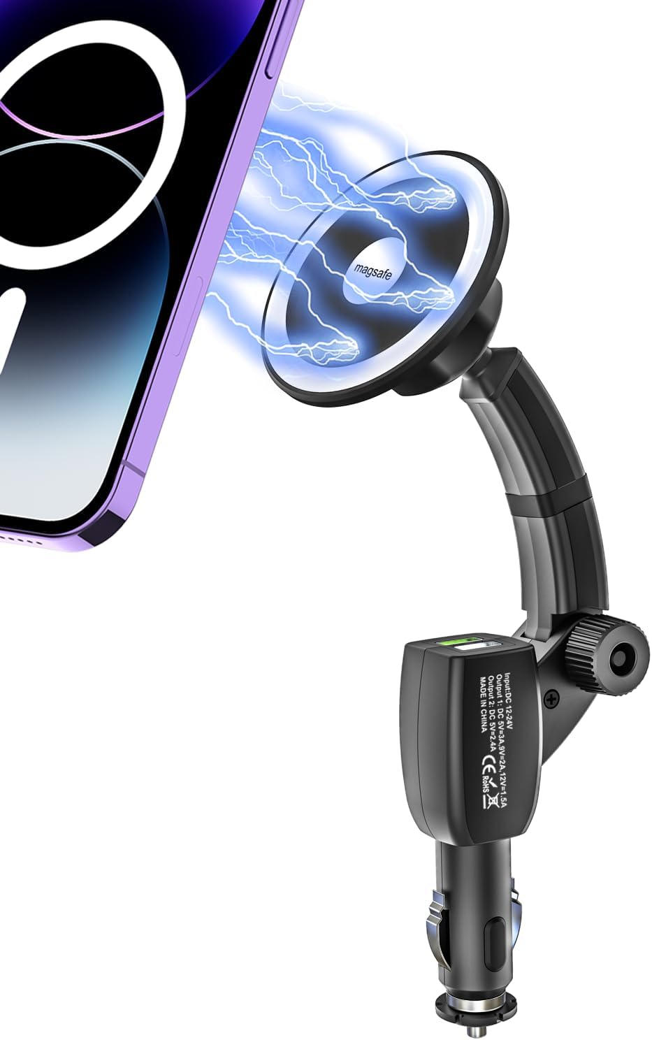 for MagSafe Car Mount Cigarette Lighter [Dual USB Charger] Magnetic Phone Holder for Car Charger [Fast Charging] Phone Holders for Your Car for iPhone Air 17 Pro Max16 15 14 13 12, S25, All Smartphone
