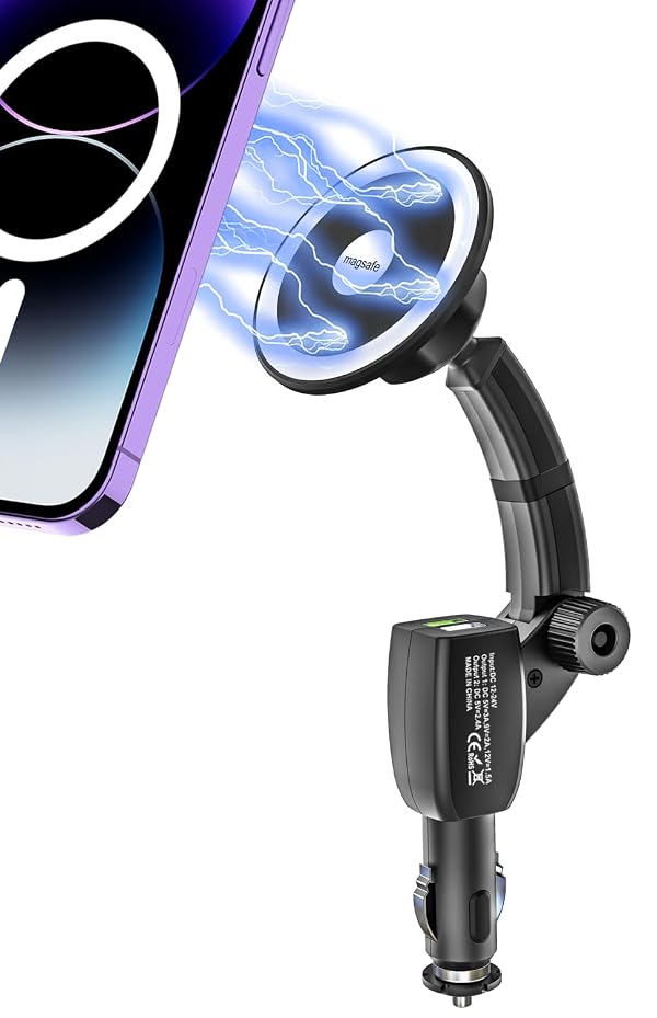 for MagSafe Car Mount Cigarette Lighter [Dual USB Charger] Magnetic Phone Holder for Car Charger [Fast Charging] Phone Holders for Your Car for iPhone Air 17 Pro Max16 15 14 13 12, S25, All Smartphone by woleyi - Used condition - US$27.69