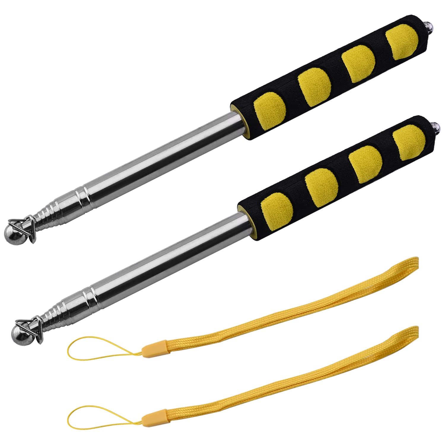 Othmro 2Pcs Hollow Telescopic Teachers Pointer, Teaching Pointer Stick for Classroom, Metal Hand Retractable Pointer Extended Length 63 inch, Handheld Presenter Whiteboard Pointer (Orange)