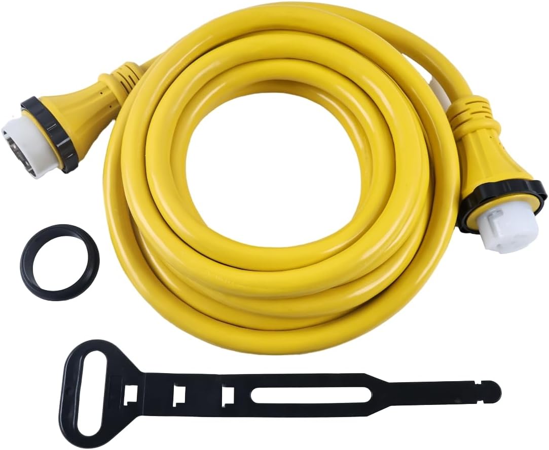 Marine Shore Power Extension Cord 50 AMP SS2-50P to SS2-50R, Marine Shore Power Cord SS2-50 Male to Female 50A 125V/250V (25FT)