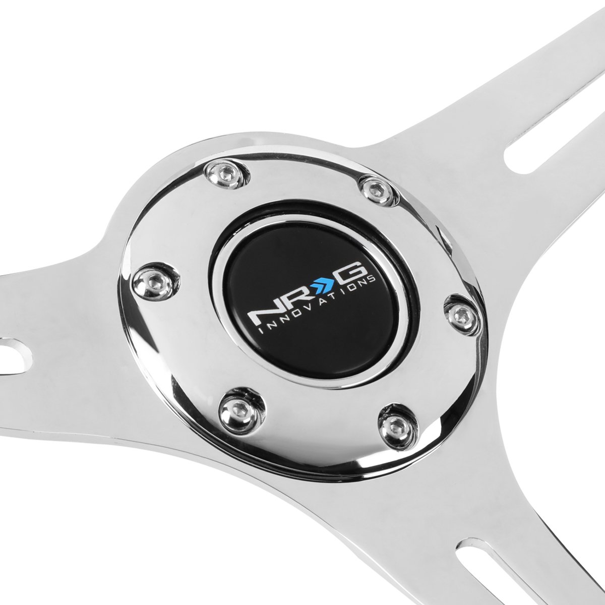 Auto Dynasty NRG 350mm Chrome & Chameleon Sparkle 6-Bolt Spoke Aluminum Racing Steering Wheel + Horn Button