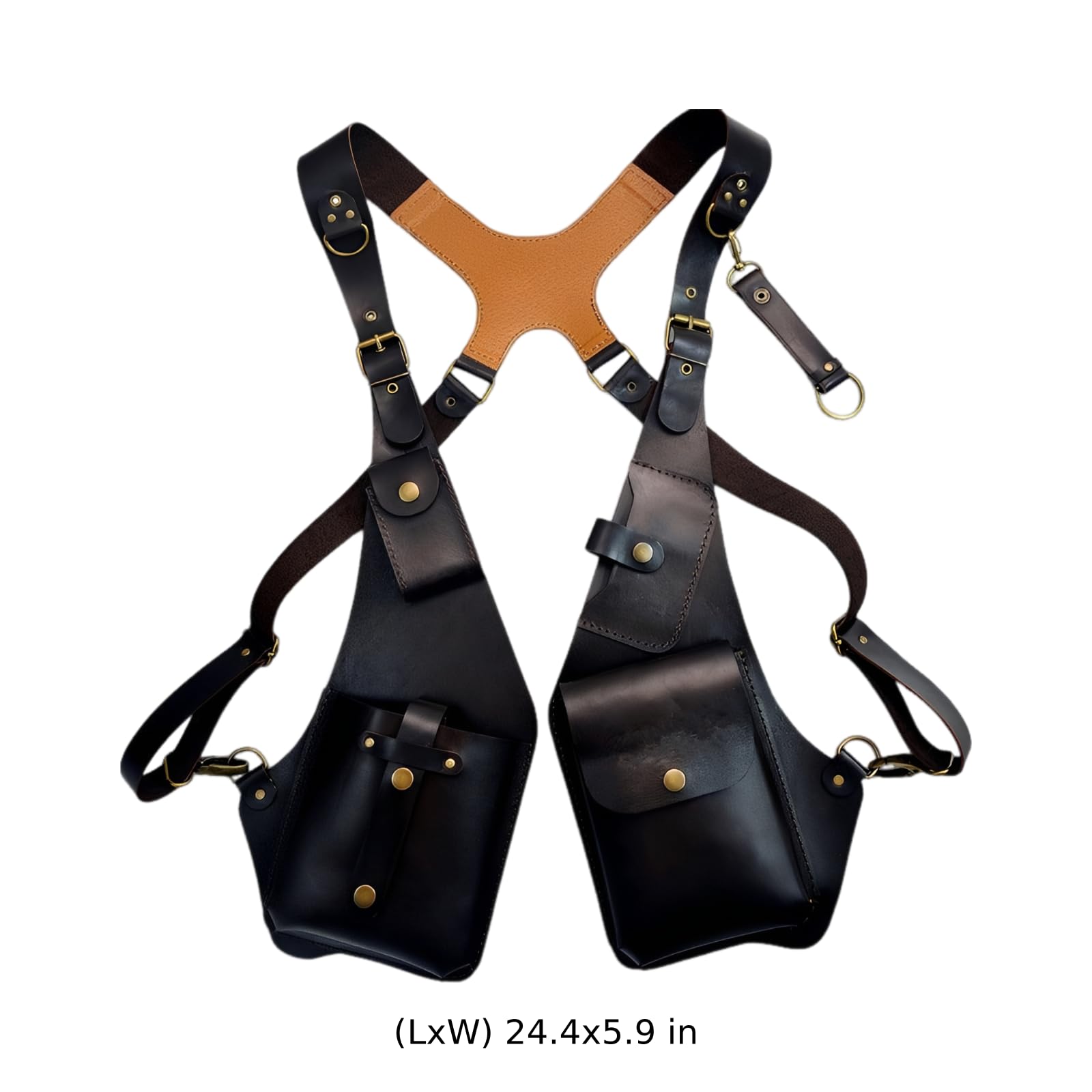 Verstellbare Unterarmtasche, PU-Leder-Schultertasche mit diebstahlsicherem Gurtzeug, Vintage-Achselweste für Damen und Herren, Mehrfächer und Y-Rückenriemen, für Alltag, Reise, Halloween-Cosplay