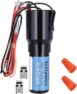 URCO410 3 in 1 Hard Start Kit Compatible with Refrigerators and Freezers, 115V AC Solid State Relay Overload Protection for 1/4 to 1/3 HP Compressor Hard Start Capacitor