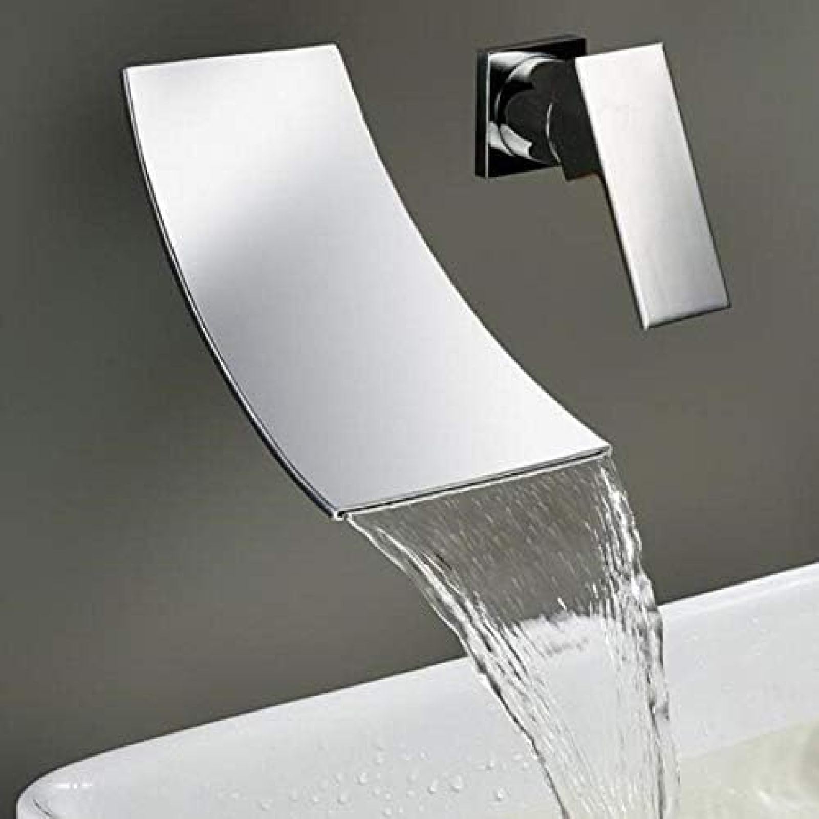 BANGU Badewannenarmatur Wandmontage – Wasserfall-Auslauf Chrom, Einhandgriff, Hoher Durchfluss, Für Badewanne & Waschbecken