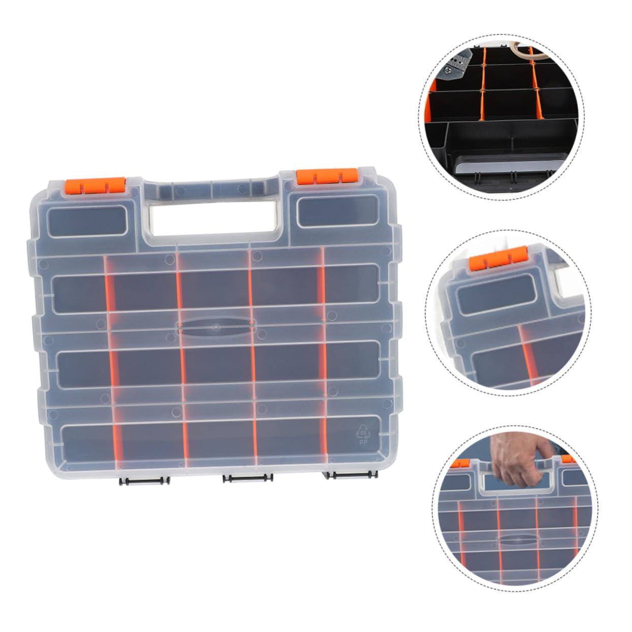 Caja de Almacenamiento de Plástico para Herramientas Compartimentos | Tapa Transparente, Reutilizable, Rejillas Múltiples, para Componentes Electrónicos y Kits Pequeños