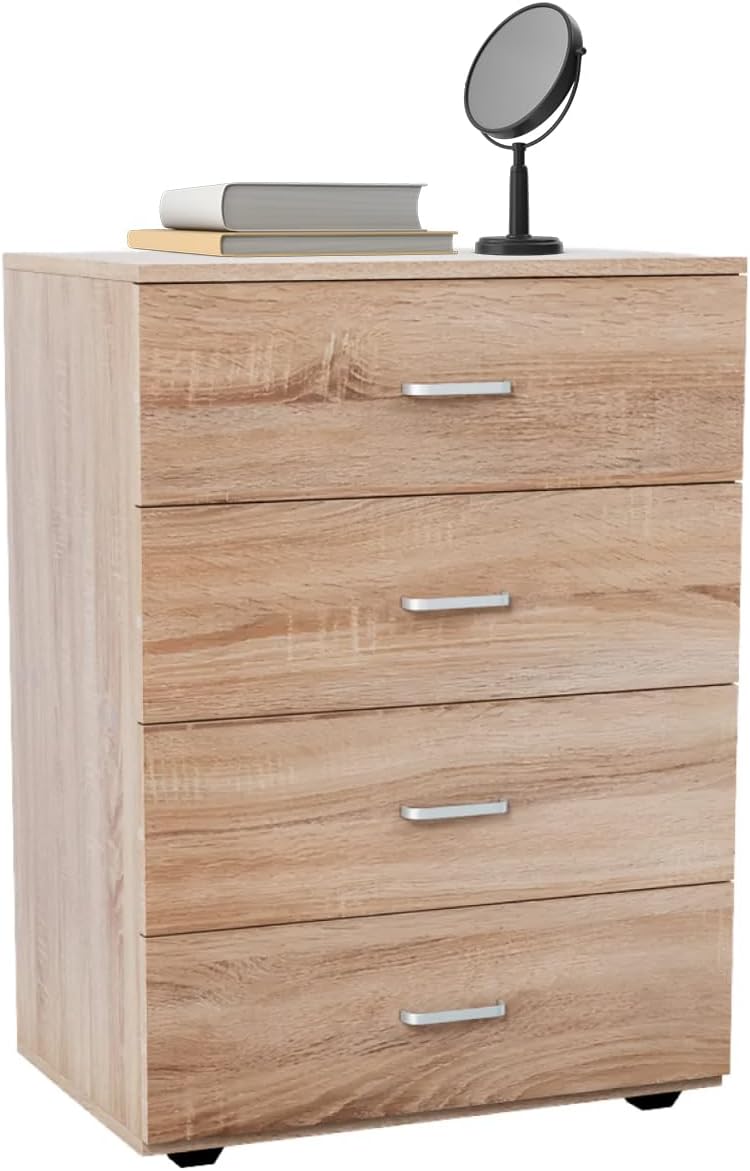TOPLIVING Cómoda Cajonera con 4 Cajones Amplios, Diseño Moderno ...