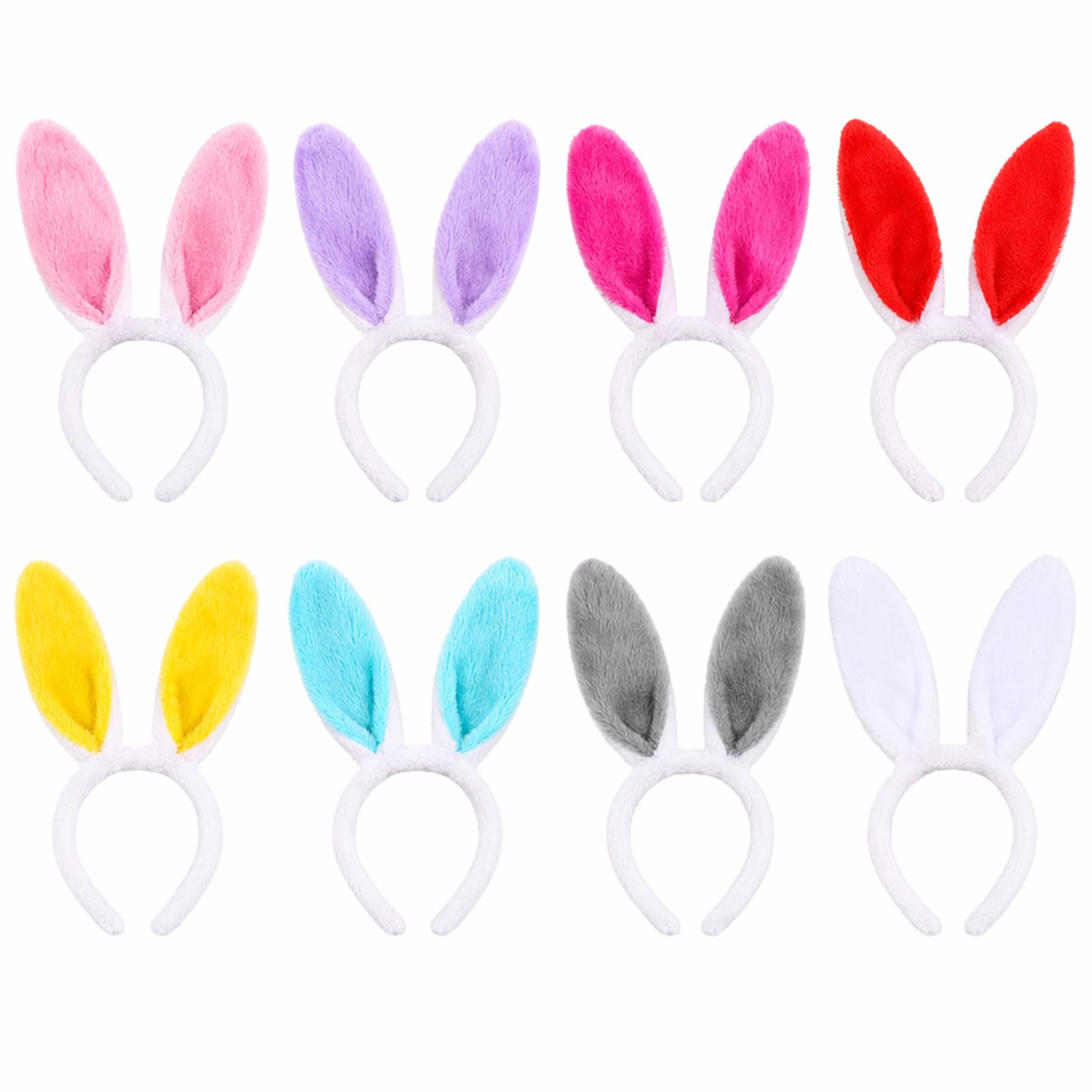 ZPSCXQ 8 Pcs Bunny Ears Headband,Fluffy Bendable Rabbit Ears Hairband for Adults, Rabbit Ears in Assorted Colours for Easters, Birthday, Cosplay Fancy Dress Party