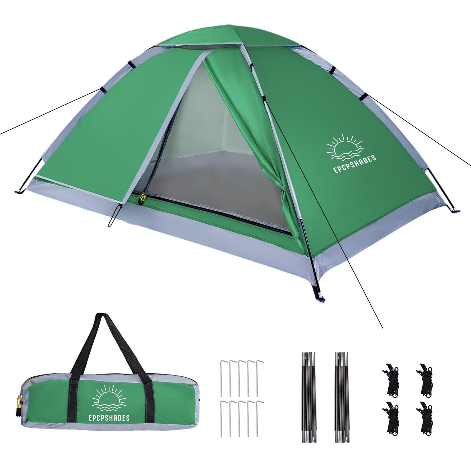 EPCPSHADES 1-2 Person Dome Tents for Camping, Lightweight Portable Backpacking Tent, Small Easy Set Up Outdoor Waterproof Camping Hiking Tent for Adults, Army Green