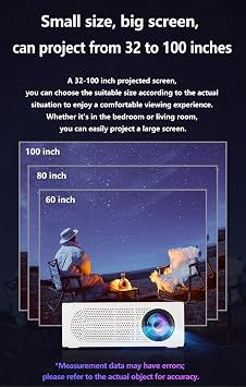 Mini Portable LED Short Throw Projector | 1080P HD | Home Cinema | Compatible with U Disk, Computer, DVD, Set-Top Box, Hard Drive(white M200)