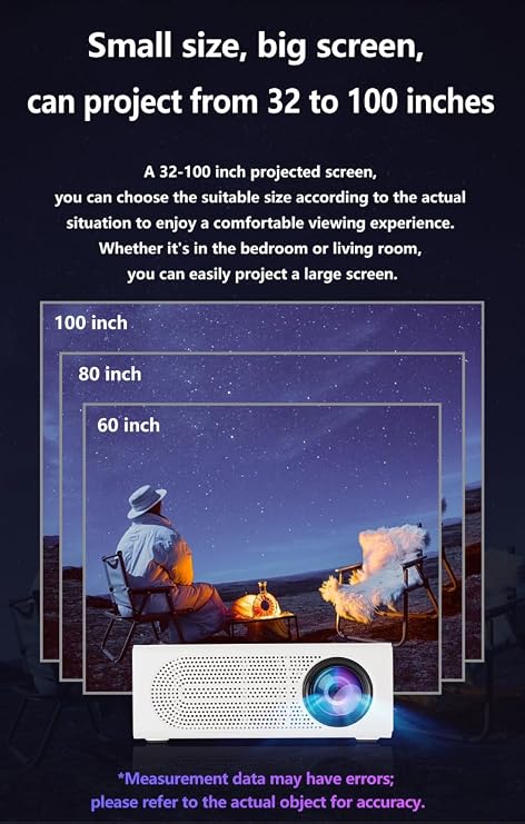 Mini Portable LED Short Throw Projector | 1080P HD | Home Cinema | Compatible with U Disk, Computer, DVD, Set-Top Box, Hard Drive(white M200)
