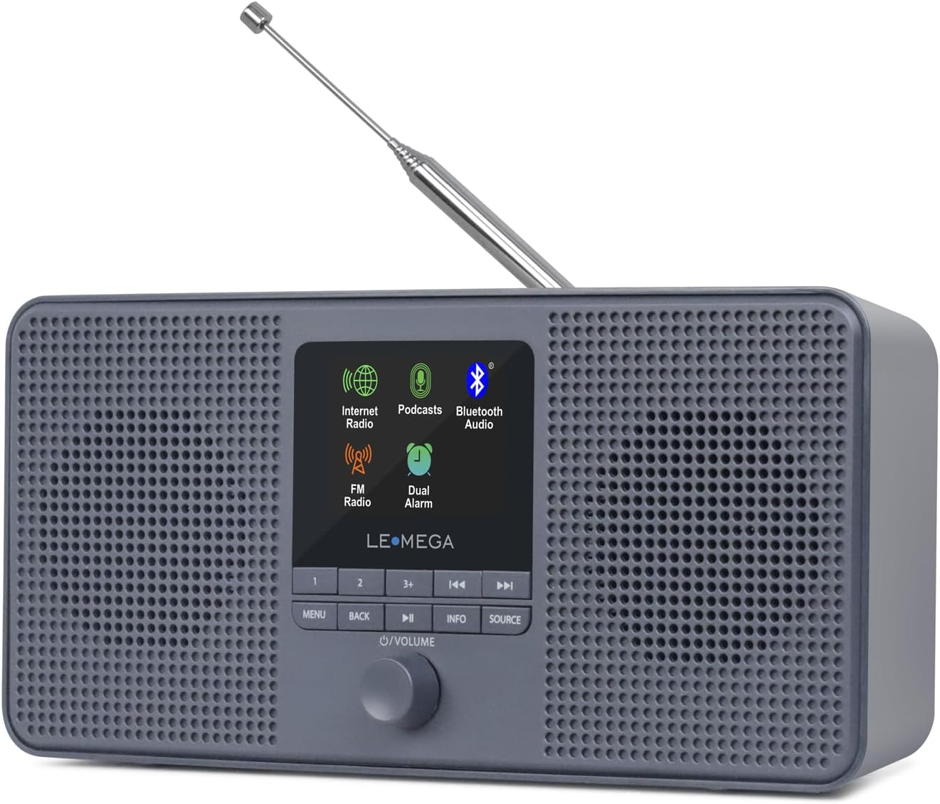 LEMEGA IR4S WiFi Internet Radio,FM Radio, Podcast, Spotify Connect, Bluetooth Speaker, Dual Alarms Clock, 40 Presets,OKTIV App, Batteries or Mains Powered (Charcoal)