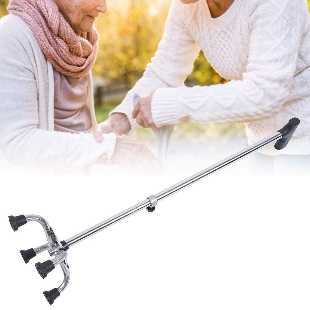 Chodziki dla seniorów Laska dla osób starszych Kule ze stali nierdzewnej Poziom 9 Regulacja wysokości za pomocą 4 stóp Podpórka Wysuwany chodzik dla osób starszych Rollator Chodzik, Durab Komfortowy