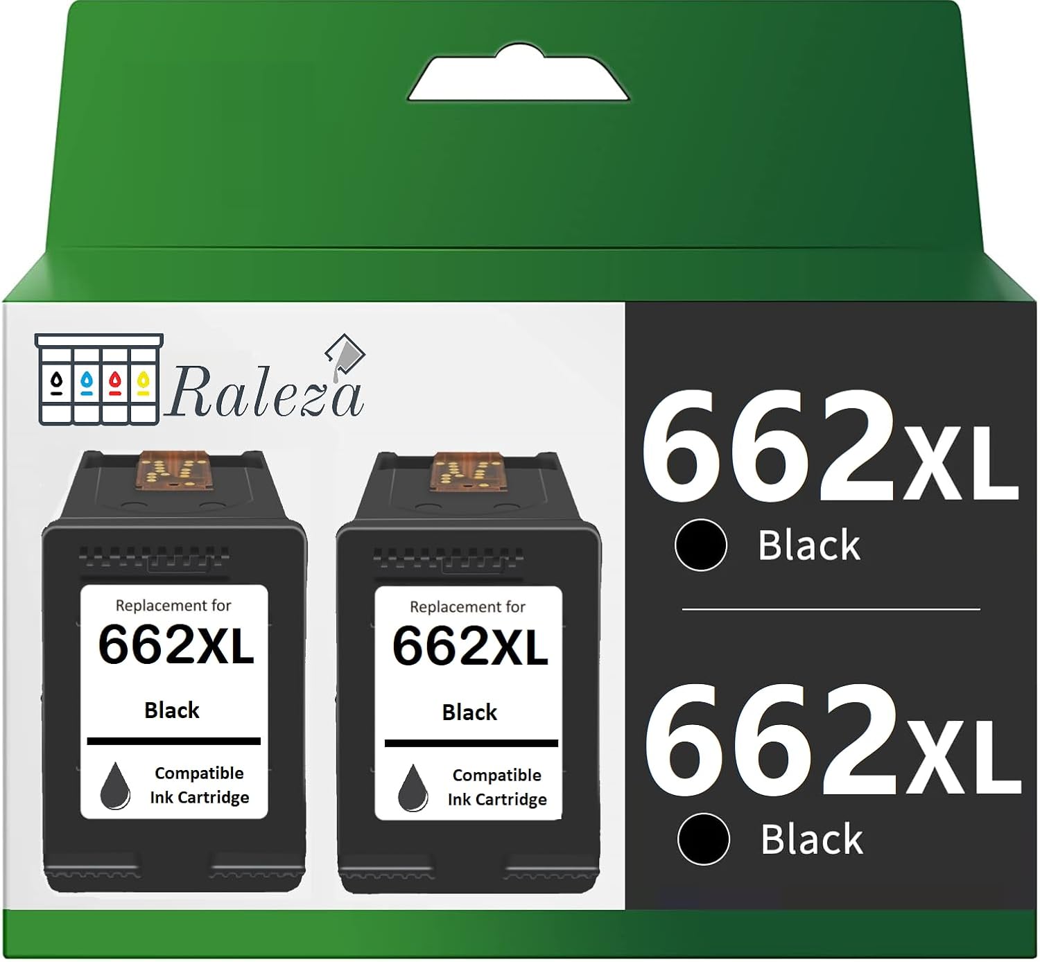Raleza Compatible Black 662XL 662 XL High Yield Ink Cartridge Replacement for HP Deskjet 1015 1515 2515 2545 2645 3515 4645 Printer (2 Pack)