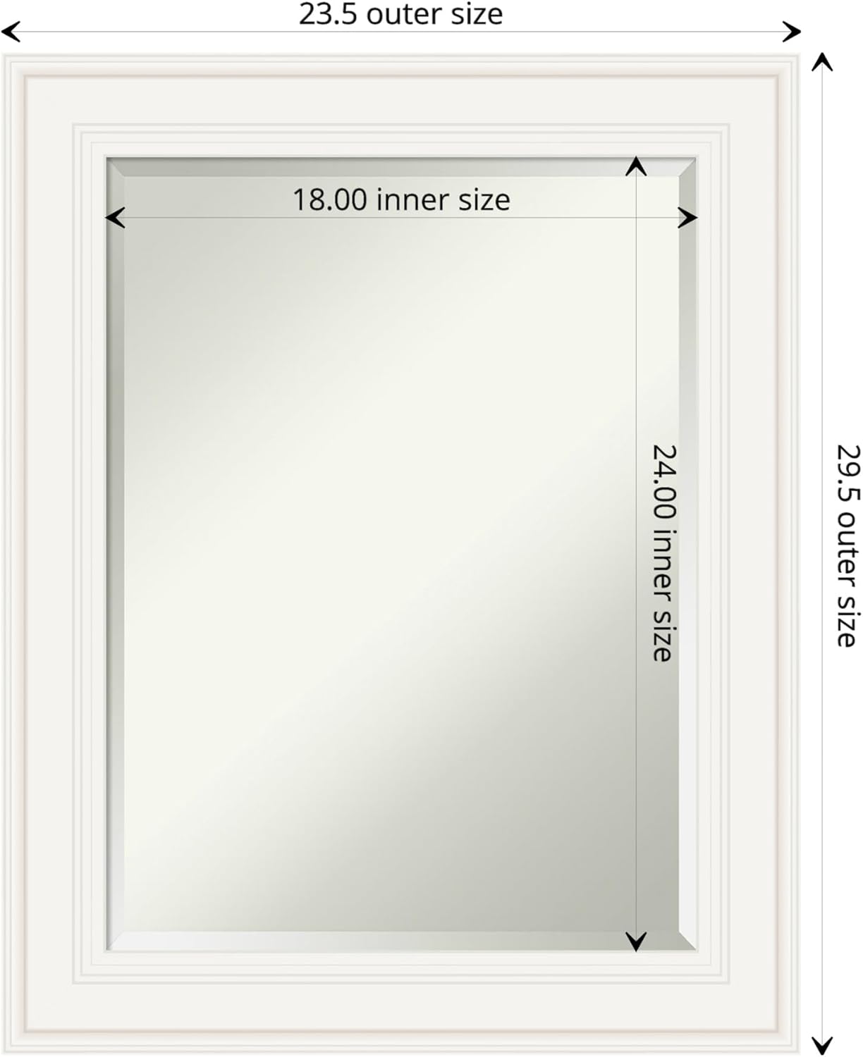 Amanti Art White Bathroom Mirror for Over Sink, 30x24 Ridge White Rectangle Vanity Mirror, Medium Traditional Frame, Hangs Horizonally and Vertically, Bathroom Wall Decor, Beveled Edge