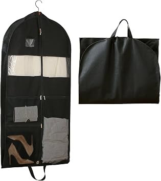 51" Dress Bags Covers Long Suit Covers For Men Women with 4 Pockets | Wedding Dress Bag, Portable Folding Long Coat Covers for Coat Gowns Dresses Shirts Jackets Storage, Garment Bag, Black