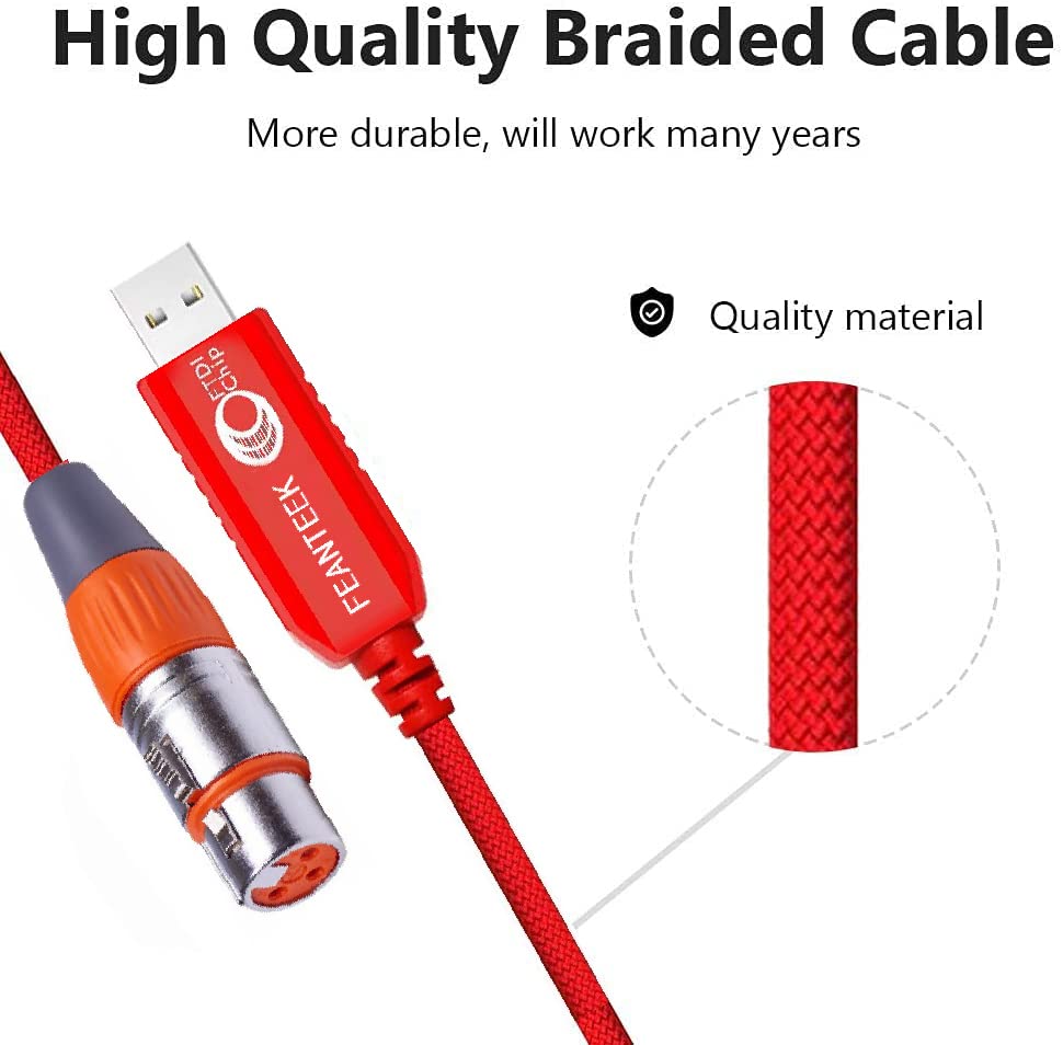 Miniatura 4 de Feanteek Adaptador USB a DMX RS485 Convertidor 3PIN XLR Hembra DMX512 Freestyler Software Control PC Cable Dimmer con chip FTDI Soporte Win10 Mac OS