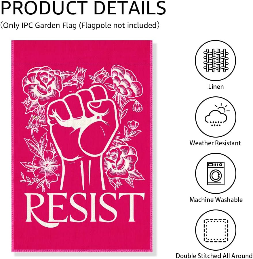Resist Garden Flag, Funny Anti Racism Yard Flags for Outdoors, Feminist Social Justice Yard Sign, Human Rights Equality Protest Flag, Women Rights Outdoor Décor - Image 3